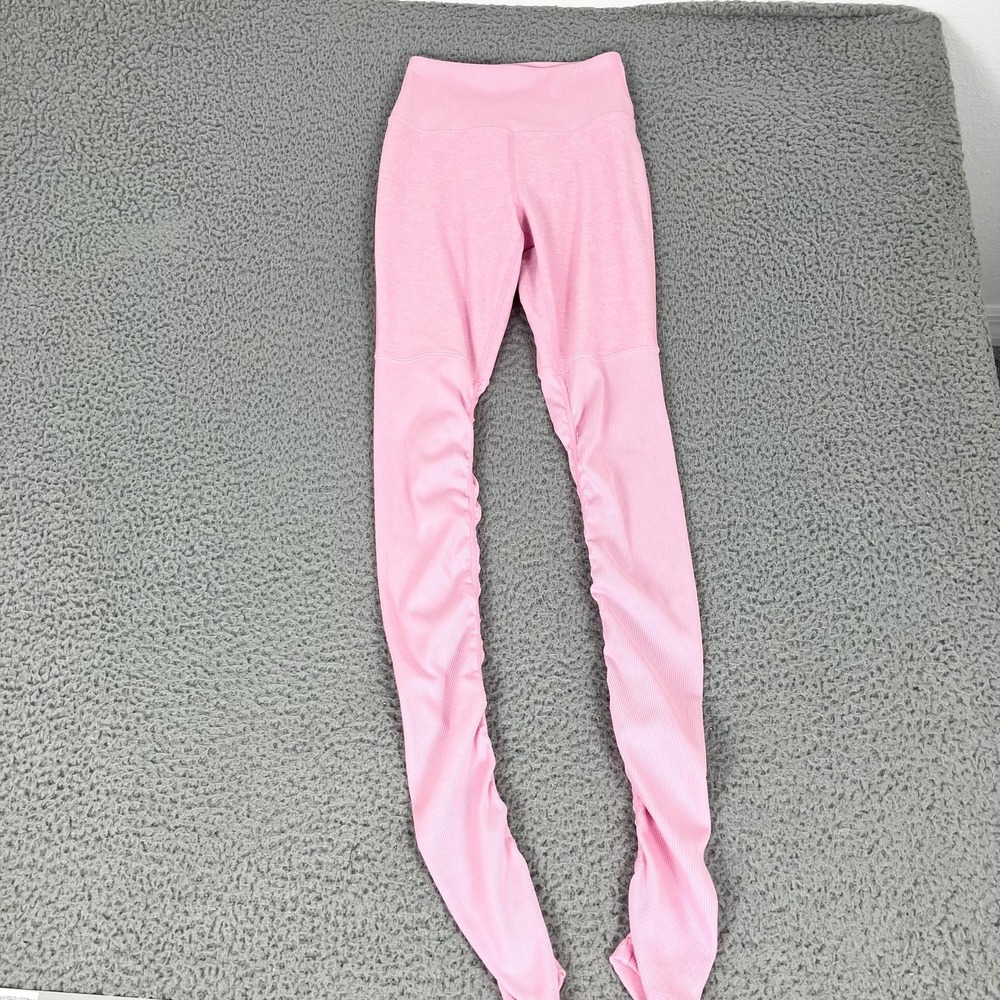 Alo Yoga Leggings Womens Small Pink High‎ Rise Ruched Ankle Stretch Athletic Gym